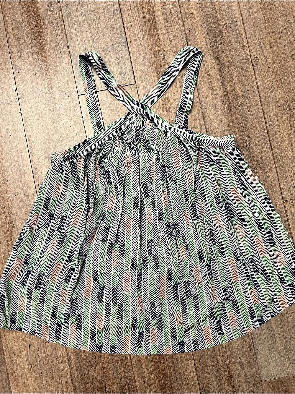lemlem Top Silky Soft Cotton Geometric Blue & Green Size Small